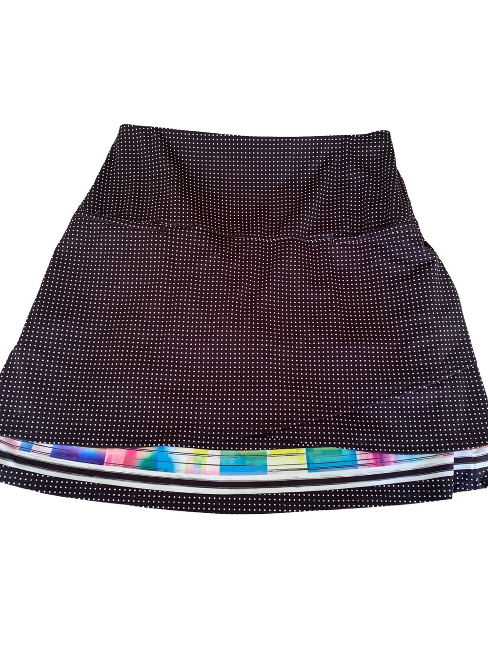 Lucky in love Polka Dot Black Skort Color-Strip Hem -S